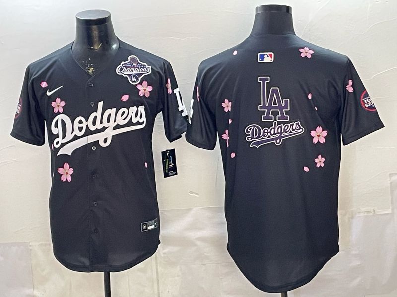 Men Nike 2026 Los Angeles Dodgers Blank Black Sakura Edition Game MLB Jersey 0017